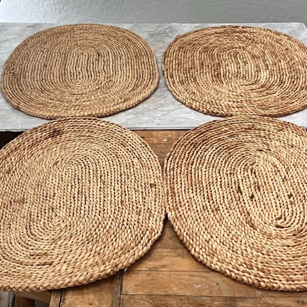 Natural Braided Wicker Oval Placemats Pair Of 4